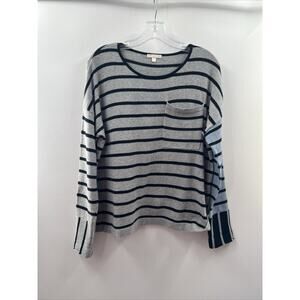 Lisa Todd Women’s Long Sleeve Striped Pullover Sweater Contrast Sleeve Size M